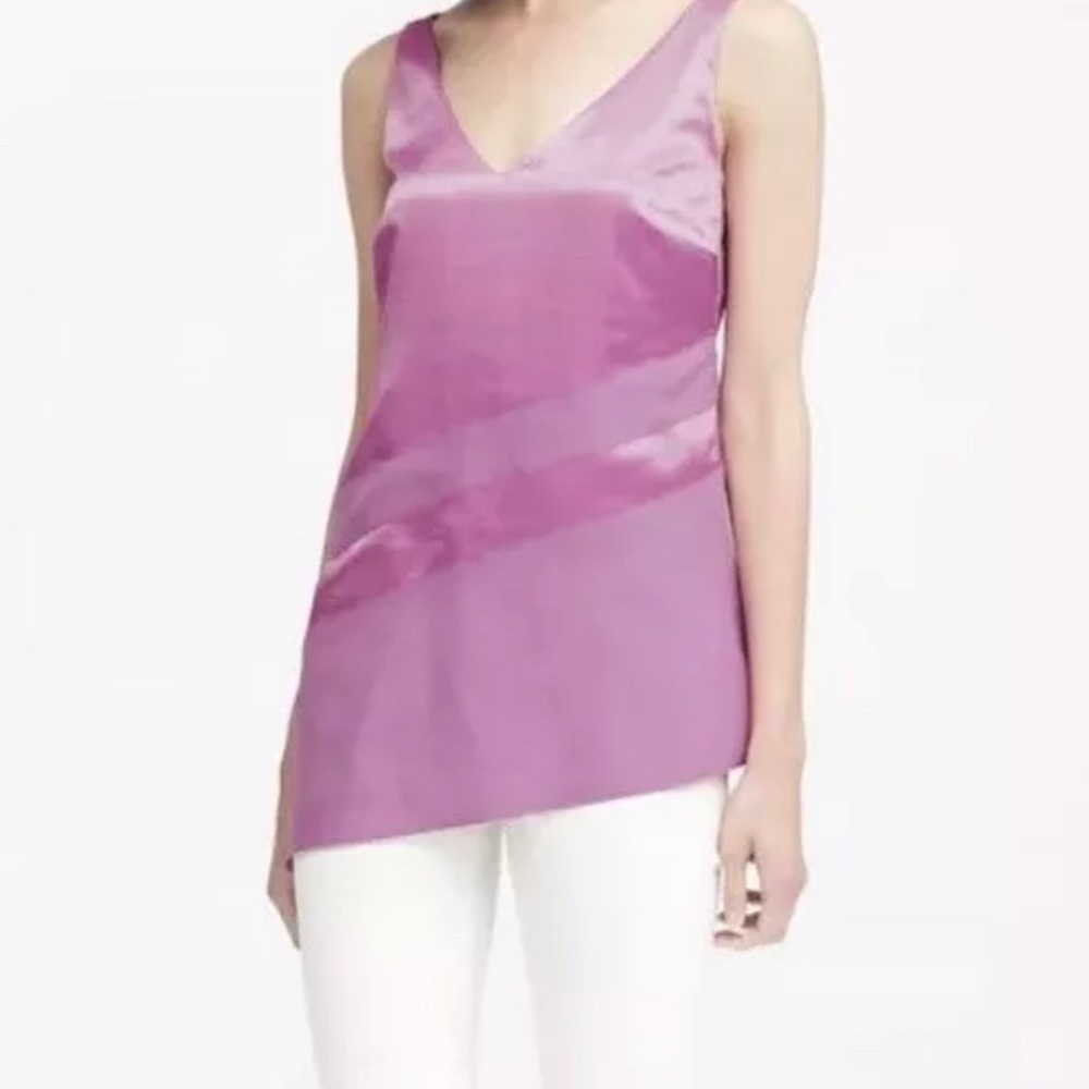 Never Worn $70 Banana Republic XS Asymmetrical Mixed Materials Orchid Sleeveless